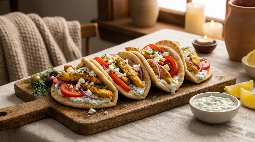 Griechische Hähnchen-Pitas mit Tzatziki und Feta episode artwork