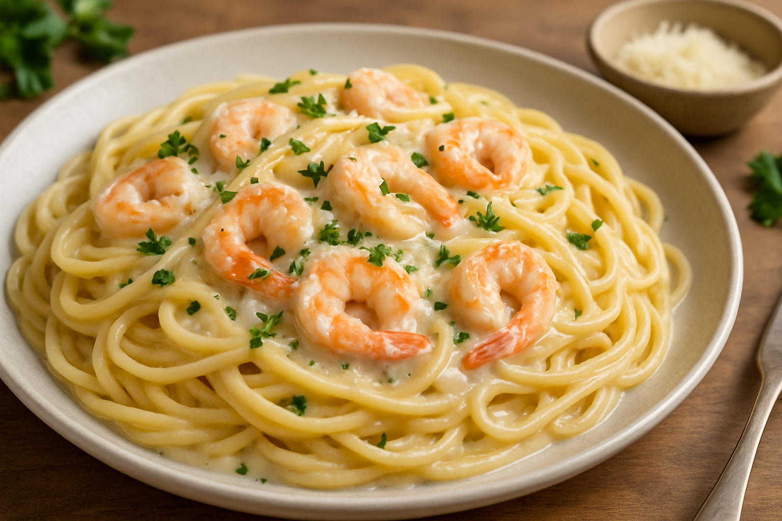 Spaghetti mit Garnelen